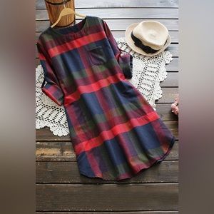 New Cupshe Lady Leisure Plaid Shift Dress Large Roll Tab Back To School Fall